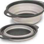 Collapsible Colander Strainer - 2L | Small Pasta Drainer for Kitchen, Vegetables, and Fruit | Round Plastic Foldable Draining Basket for Easy Storage,Grey