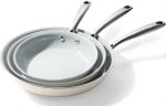 Cookware Ceramic Nonstick Frying Pans: 3Pieces Non Stick Skillet 8 9.5 11 Inches - Healthy Egg Fry Pans - Free of PTFE,PFOA,PFAS
