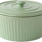 1.2L Round Soup Bowl With Lid, Ceramic Serving Soup Tureen with Handle Ceramic Bakeware with Lid for Home Kitchen Restaurant, Oven and Dishwasher Safe, Elegant Ceramic/Porcelain,Green