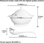 Casserole Dish with Serving Handles, 2.7 Qt soup Tureen With Lid and a 9.4-inch Spoon, for Dinner and Party Microwave Safe 11.6 Inch - Image 2