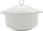 Ceramic Soup Tureen, Ceramic Soup Pot, 3.8L Large Capacity Serving Bowl with Lid and Handles for Salad Pasta Noodles Stew, Microwave and Dishwasher Safe, Porcelain, Round, White