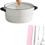 Ceramic Serving Soup Tureen Bowls With Glass Lid, Large Capacity For Home Kitchen Countertop Decoration, Microwave And Dishwasher Safe(Black Lines)