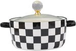 Ceramic Soup Tureen with Glass Lid Porcelain Serving Soup Tureen Large Capacity Ceramic Serving Soup Bowl with Handle White Porcelain for Restaurant Home Kitchen Decoration,Light Black