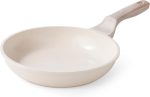Induction Ceramic Nonstick Frying Pan,Light Weight Skillet,Healthy Non Toxic Omelet Pan,All Stoves Compatible Egg Pan (white, 8inch)