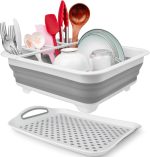 Collapsible Dish Drying Rack Portable Dish Drainers for Kitchen Counter with Drainboard, Kitchen Sink Organizer Basket RV Accessories Camper Storage and Organization Dish Rack Over Sink Drying Rack