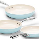 Non Stick Frying Pans Set - Ceramic Frying Pans Nonstick, 8'', 9.5'' & 11'' Nonstick Frying Pan Set, Non-Toxic, Ceramic-Coated, Light Blue