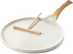 Nonstick Crepe Pan with Spreader, 12-Inch Natural Ceramic Coating  Pan Pancake Flat Skillet  Griddle with Stay-Cool Handle, Induction Compatible, PFOA Free (White)