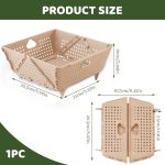 Plastic Collapsible Strainers and Colanders, Foldable Food Strainer for Kitchen, Space-Saving Folding Drain Basket Bowl for Pasta Fruit Vegetables Drainage Storage Dishwasher (Apricot) - Image 2
