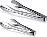 2 Pack Polished Stainless Steel Serving Tongs 9 and 12 Inch Metal Food Silver Tong for Buffet Salad BBQ Grilling Heavy Duty Kitchen Utensils for Cooking Catering Wedding Party