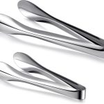 2 Pack Polished Stainless Steel Serving Tongs 9 and 12 Inch Metal Food Silver Tong for Buffet Salad BBQ Grilling Heavy Duty Kitchen Utensils for Cooking Catering Wedding Party
