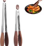2-pcsTongs for Cooking with Wooden Tips - Nonstick Cooking Tongs & Salad Tongs for Blooming Food，Cooking, BBQ and Tossing Salad - Made of Natural Walnut Wood，Long Style15inch Short Style 11.4inch