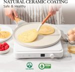Nonstick Crepe Pan with Spreader, 12-Inch Natural Ceramic Coating  Pan Pancake Flat Skillet  Griddle with Stay-Cool Handle, Induction Compatible, PFOA Free (White) - Image 2
