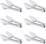 6 Pack Buffet Tongs,Stainless Steel Serving Tongs Serving Utensils 7Inch
