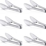 6 Pack Buffet Tongs,Stainless Steel Serving Tongs Serving Utensils 7Inch