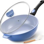 Ceramic Nonstick Deep Frying Pan, 11Inch Nonstick 4Qt Saute Pan with Helper Handle and Lid, Large Skillet Pan Induction Cookware with Detachable Handle, PFAS PFOA & PTFE Free