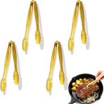 4Pcs Mini Serving Tongs, 5.9" Gold Small Metal Tongs, Stainless Steel Small Kitchen Accessories for Food Ice Sugar Cube Salad Dessert Appetizers