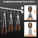 Wooden Tongs for Cooking Set of 3-7, 9, 12 inch Natural Walnut Kitchen Tongs with Stainless Steel, Heat Resistant Non-Scratch Utensils for Grilling, Serving, Salad, BBQ - Image 2