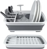 Plastic Collapsible Dish Drying Rack, Foldable Dinnerware Drainer Organizer for Storage,Kitchen