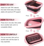 2.9 Gal(11L) Collapsible Dish Basin, Foldable Dish Tub & Dishpan for Kitchen Sink with Drain Plug, Outdoor Portable Wash Basin for Vegetable Washing, Camping, RV (Pink) - Image 2