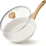 Nonstick Ceramic Frying Pan Skillet with Lid, 8 Inch Omelet Pan, Healthy Non Toxic , Induction Compatible Egg Pan with Heat Resistant Handle, PFAS-Free