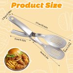 Kitchen Metal Tongs, Heat-Resistant Stainless Steel Cooking Tongs, Kitchen Tongs for Cooking Salads Bread Steak Frying Grilling Serving Stable Clamping and Flipping Performance - Image 2