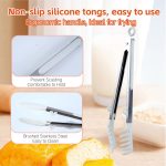 Kitchen Tongs,Set Of 3 Tongs with Silicone Tip for Cooking 9/12 Inch Stainless Steel Kitchen Tong for Meat,Food Grill,Salad,BBQ,Frying,Serving,Dishwasher (white, 12inch) - Image 2