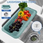 Collapsible Colander and Strainer for Kitchen, Over the Sink Strainer Basket for Kitchen, Fruit Pasta Food Strainer Expandable Plastic Colander with A Sink Drain Strainer Stainless Steel - Image 2
