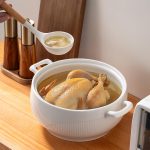 Large Ceramic Soup Tureen With Glass Lid - Porcelain Big Serving Bowl with Handles for Restaurant, Home Kitchen Decoration - Cute Covered Tureen, White, 3.5QT - Image 2